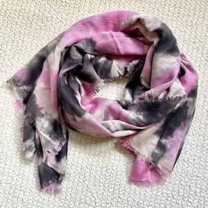 EUC 🌸 Ann Taylor LOFT Watercolor Floral Scarf | Pink, Grey & Black